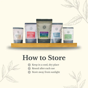 Botanical Beauty Tea - Postpartum blends horse tail and nettle for skin health. This herbal infusion uses butterfly pea