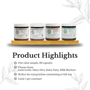 Lactation Supplement Sample - Apothecary samples include sixty capsules of herbal blends. These formulas contain key