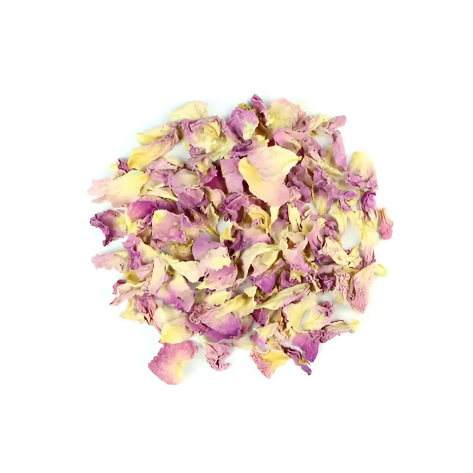 Pink Roses - Herbs roses consist of dried petals in pink and yellow hues. These Rosa spp herbs provide floral scents