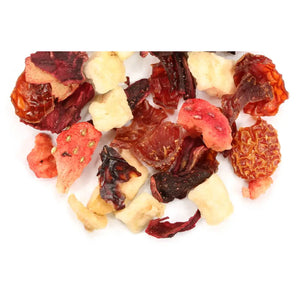 Wild Strawberry Herbal Tea - strawberry tea contains rose hips hibiscus apple pieces and raspberry leaves. This blend