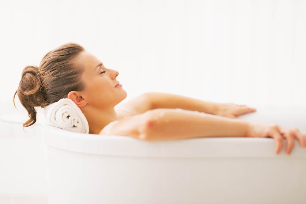 woman in herbal bath