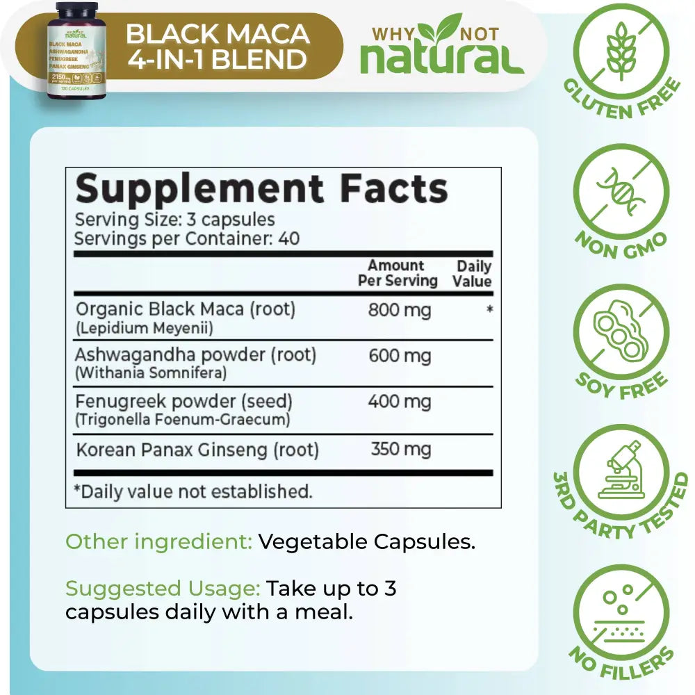 4-in-1 Organic Black Maca Root - Supplements