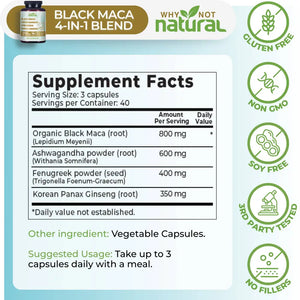 4-in-1 Organic Black Maca Root - Supplements