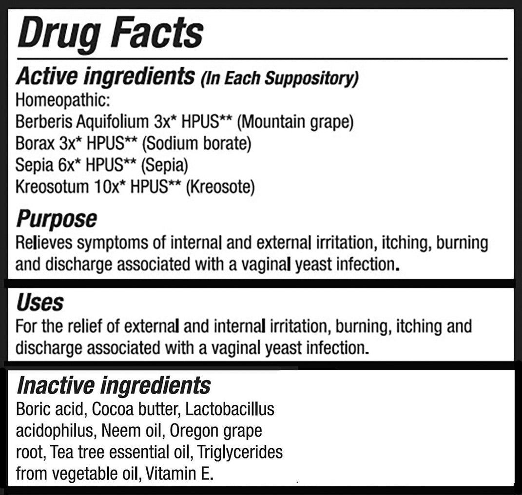 Yeast Arrest Vaginal Suppositories