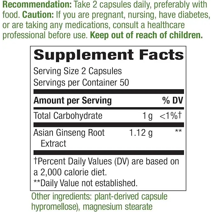 Asian Ginseng Capsules - Supplements