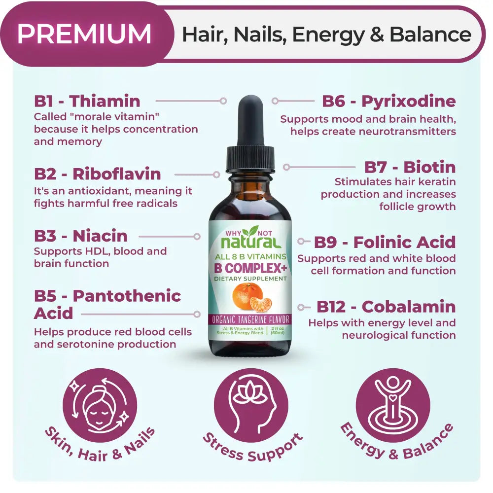 B Complex Liquid: All 8 Vitamins +Natural Stress & Energy - Apothecary This liquid provides in bioavailable forms.