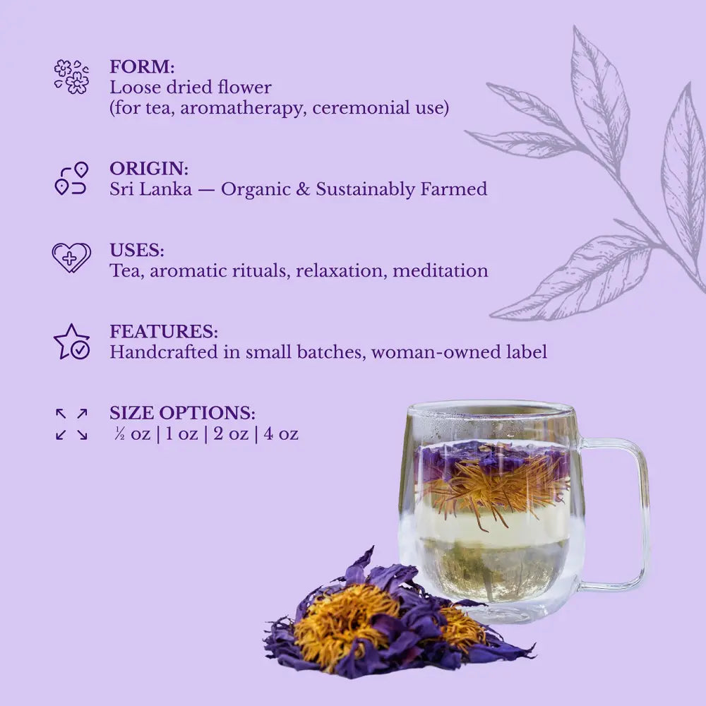 Blue Lotus Flower - Herbs flowers from Euphoric Herbals offer relaxation and stress relief. These dried feature purple