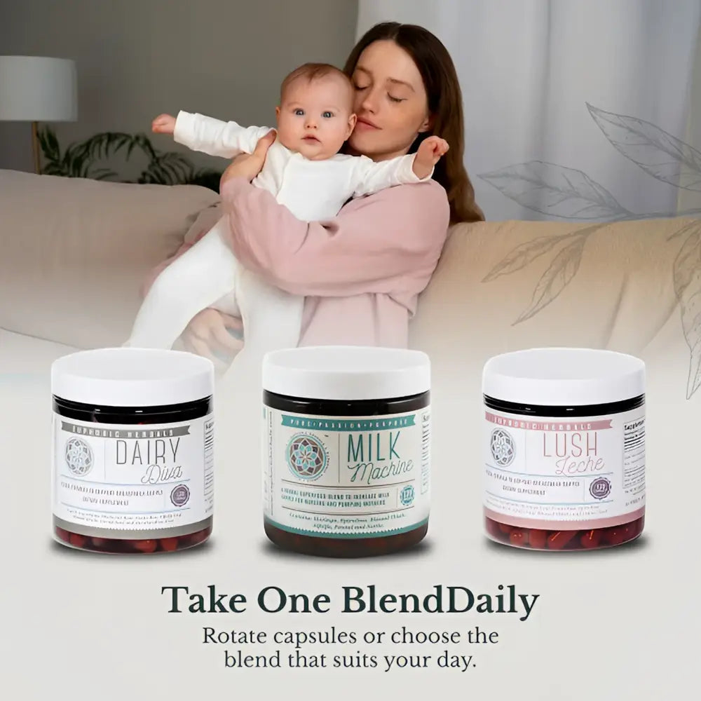 Breastmilk Boost Trio - Increase Milk Supply The contains Dairy Diva Lush Leche and Machine capsules. These herbal