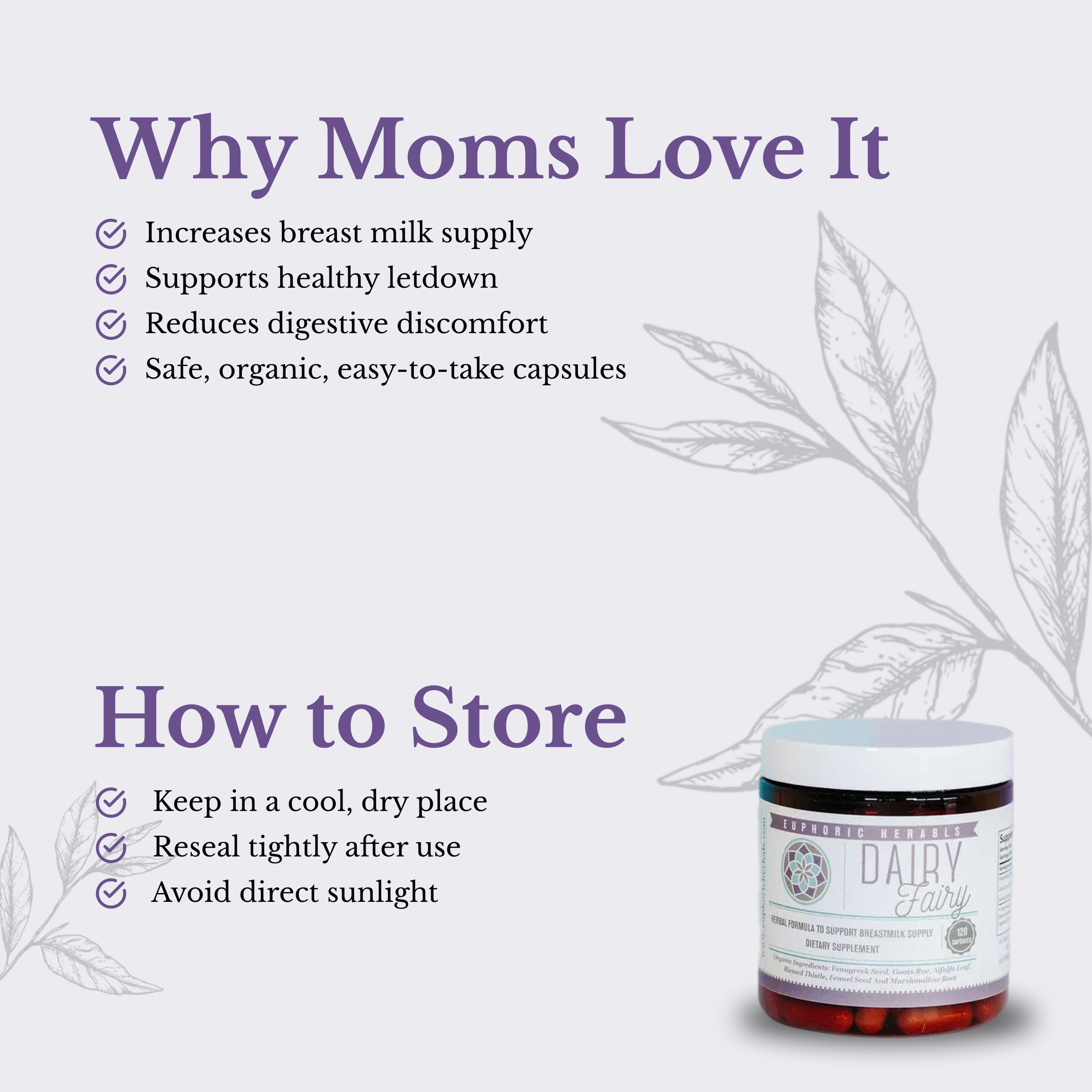 Dairy Fairy - Breastfeeding Supplement - Increase Milk Supply Compound herbal formula for mothers seeking to increase