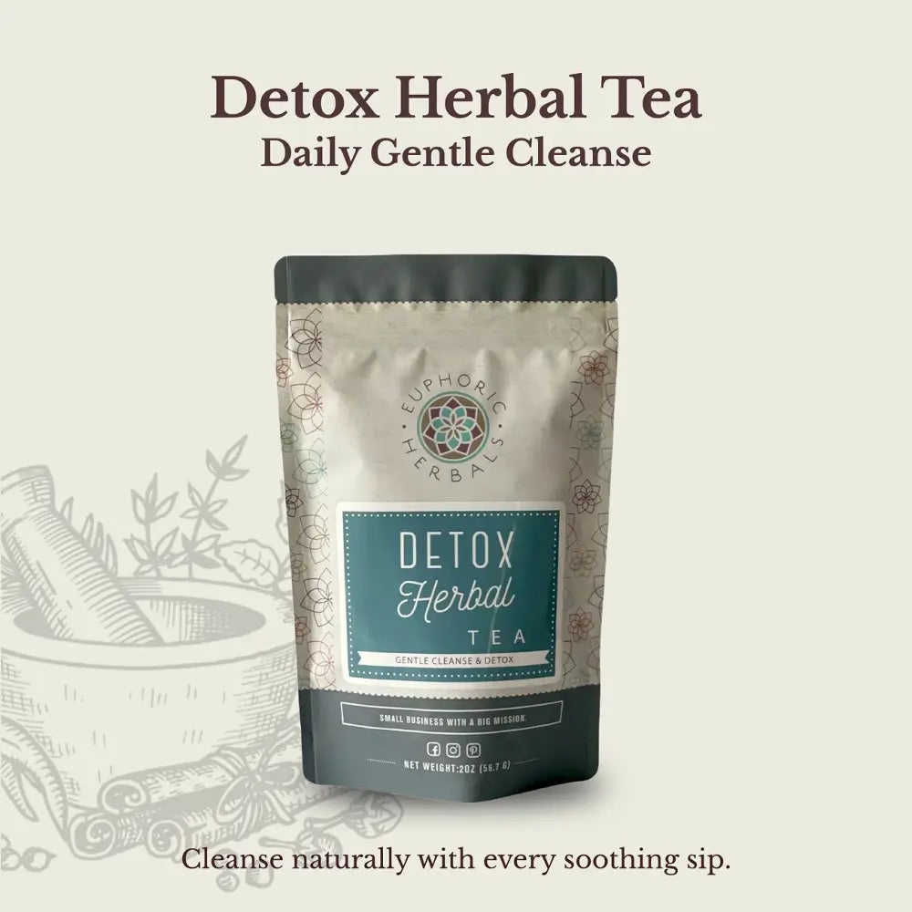 Detox Herbal Tea - supports natural body processes. Burdock root and dandelion leaf aid liver health. This offers