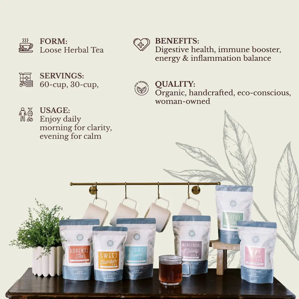 Detox Herbal Tea - supports natural body processes. Burdock root and dandelion leaf aid liver health. This offers