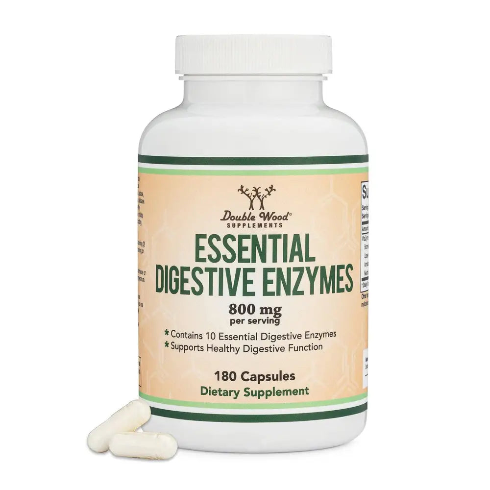 Digestive Enzymes - Apothecary Double Wood Supplements provide 800 mg per serving. These 180 capsules help break down