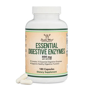 Digestive Enzymes - Apothecary Double Wood Supplements provide 800 mg per serving. These 180 capsules help break down
