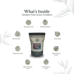 Goddess Glow Tea - 30 Cup Serving - Postpartum tea contains shatavari root and damiana leaf. This organic blend