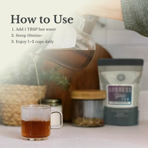 Goddess Glow Tea - 30 Cup Serving - Postpartum tea contains shatavari root and damiana leaf. This organic blend