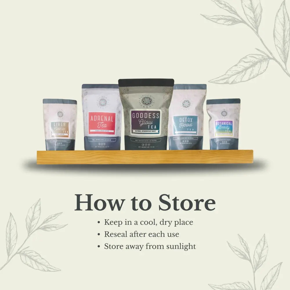 Goddess Glow Tea - 30 Cup Serving - Postpartum tea contains shatavari root and damiana leaf. This organic blend