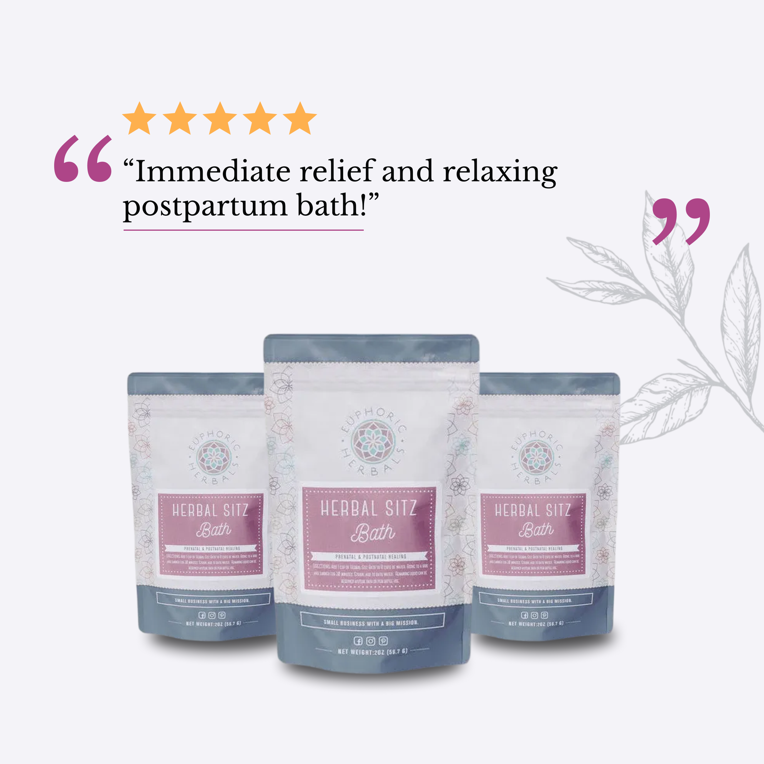 Herbal Sitz Bath Postpartum - 4oz - sitz bath for postpartum use by Euphoric Herbals