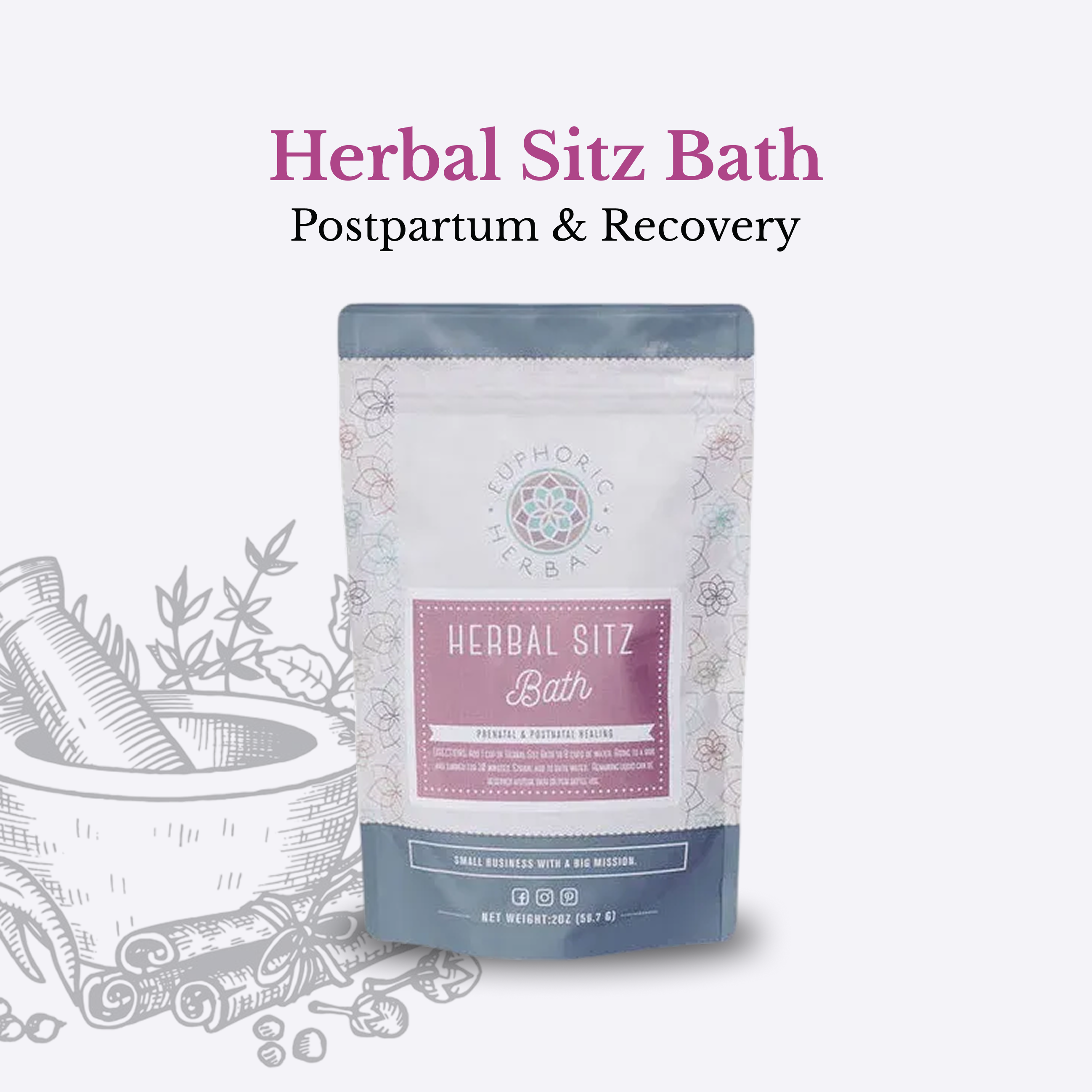 Herbal Sitz Bath Postpartum - 4oz - sitz bath for postpartum use by Euphoric Herbals