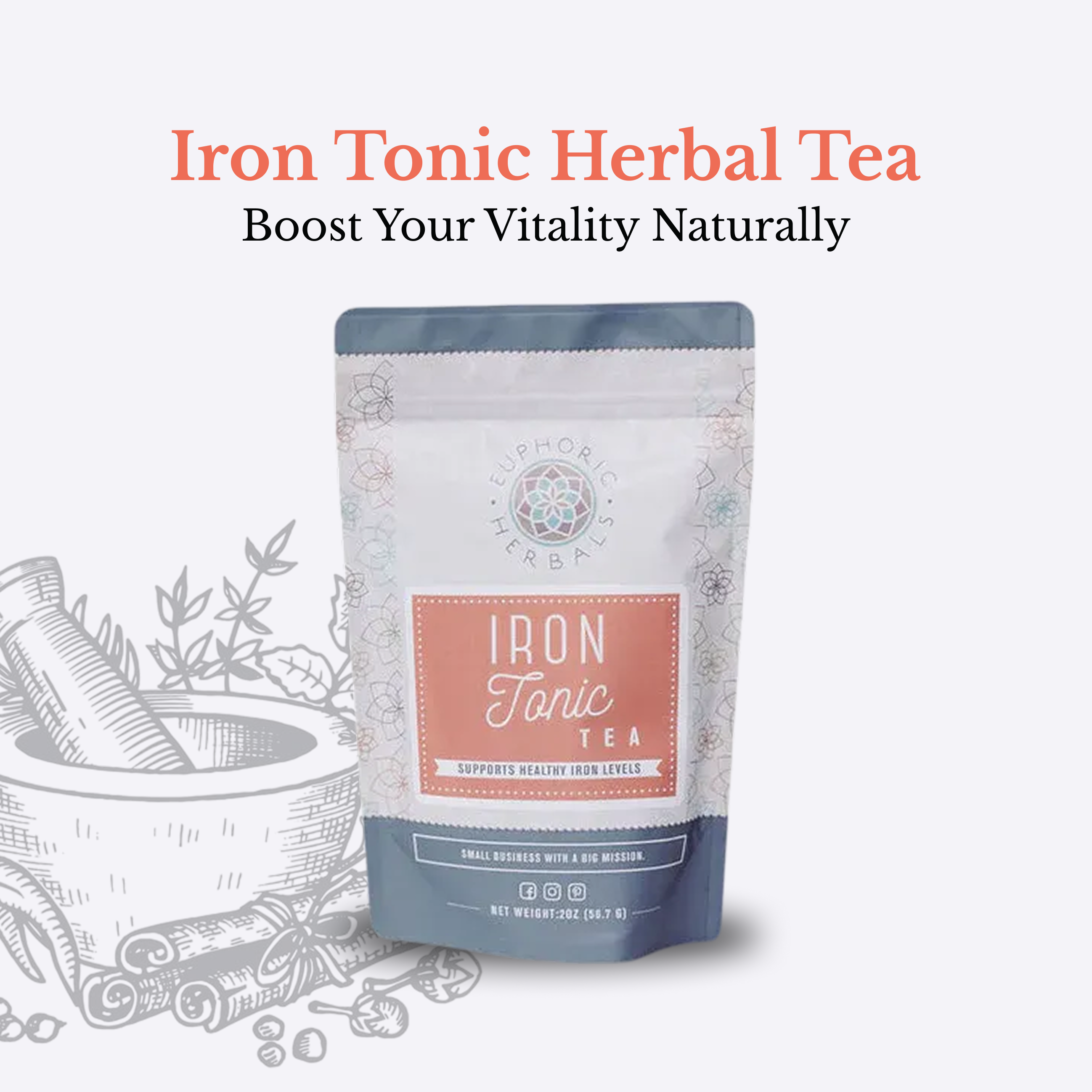 Iron Tonic Herbal Tea - Pregnancy tea by Euphoric Herbals a nourishing formula to restore & boost low iron levels.