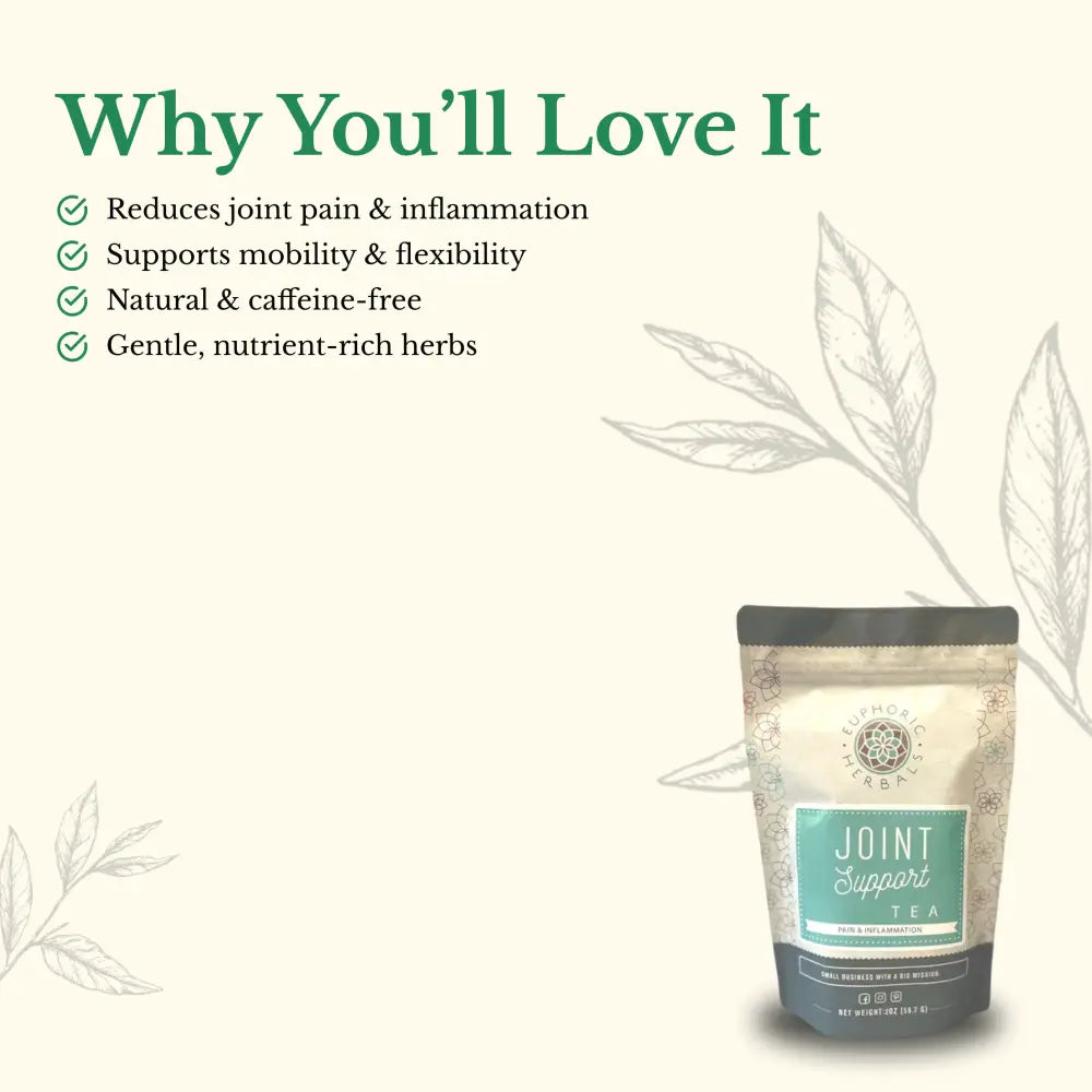 Joint Support Tea - TEA contains devil’s claw for inflammation and dandelion leaf toxins. This herbal infusion supports