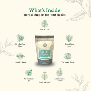 Joint Support Tea - TEA contains devil’s claw for inflammation and dandelion leaf toxins. This herbal infusion supports