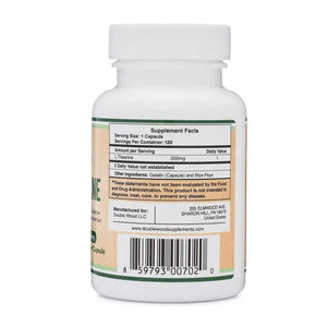 L-Theanine - Apothecary Double Wood Supplements capsules provide 200mg of amino acids per serving. This formula