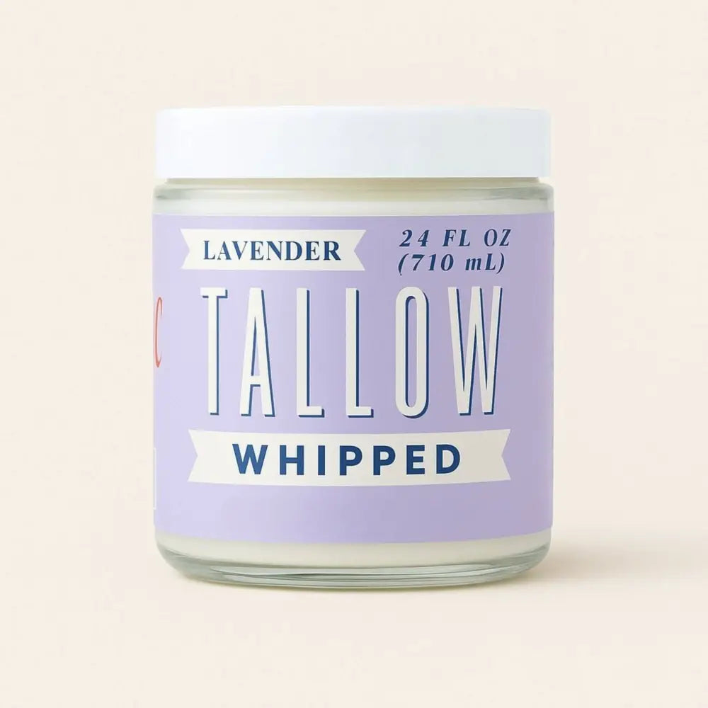 Lavender Whipped Tallow Moisturizer | Natural Beef Lotion - Apothecary whipped tallow contains pure beef and lavender.