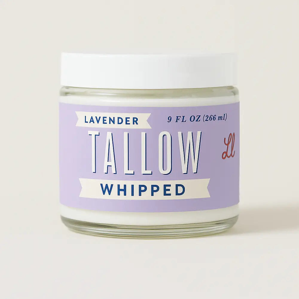 Lavender Whipped Tallow Moisturizer | Natural Beef Lotion - Apothecary whipped tallow contains pure beef and lavender.