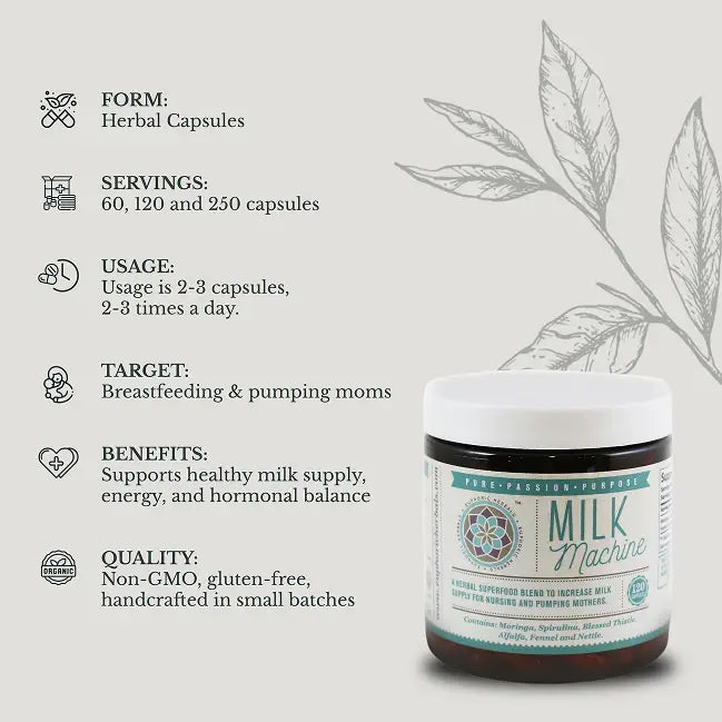 Milk Machine - Breastfeeding Supplement - Increase Supply Boost milk naturally with premium breastfeeding herbal