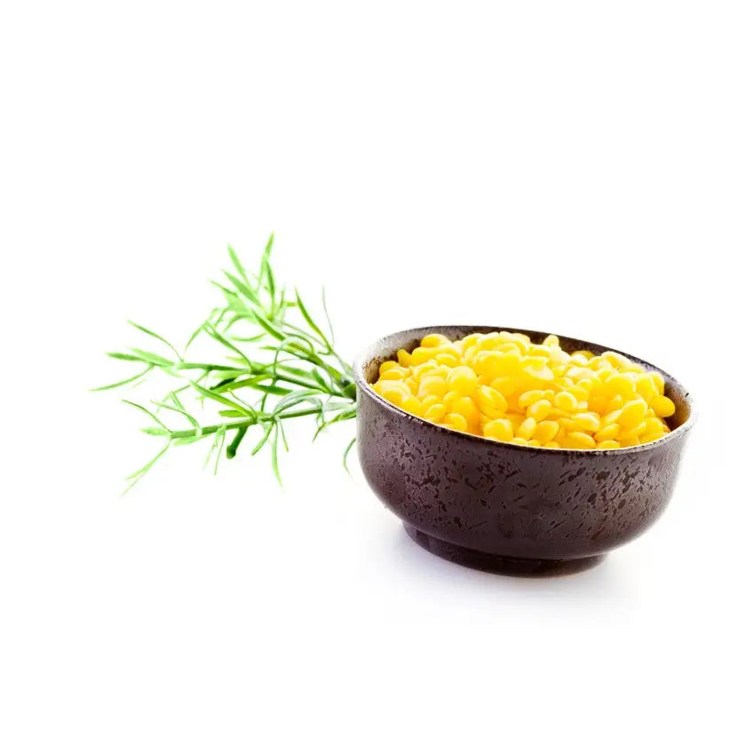 Organic Beeswax Granules - Body Care from the United States provide texture for recipes. These yellow pellets melt into