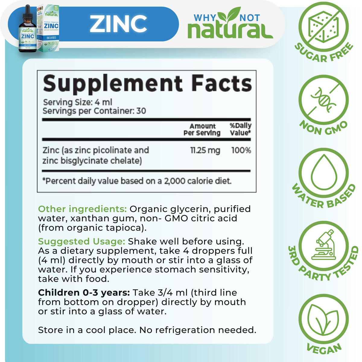 Organic Liquid Zinc Drops Supplement - Apothecary