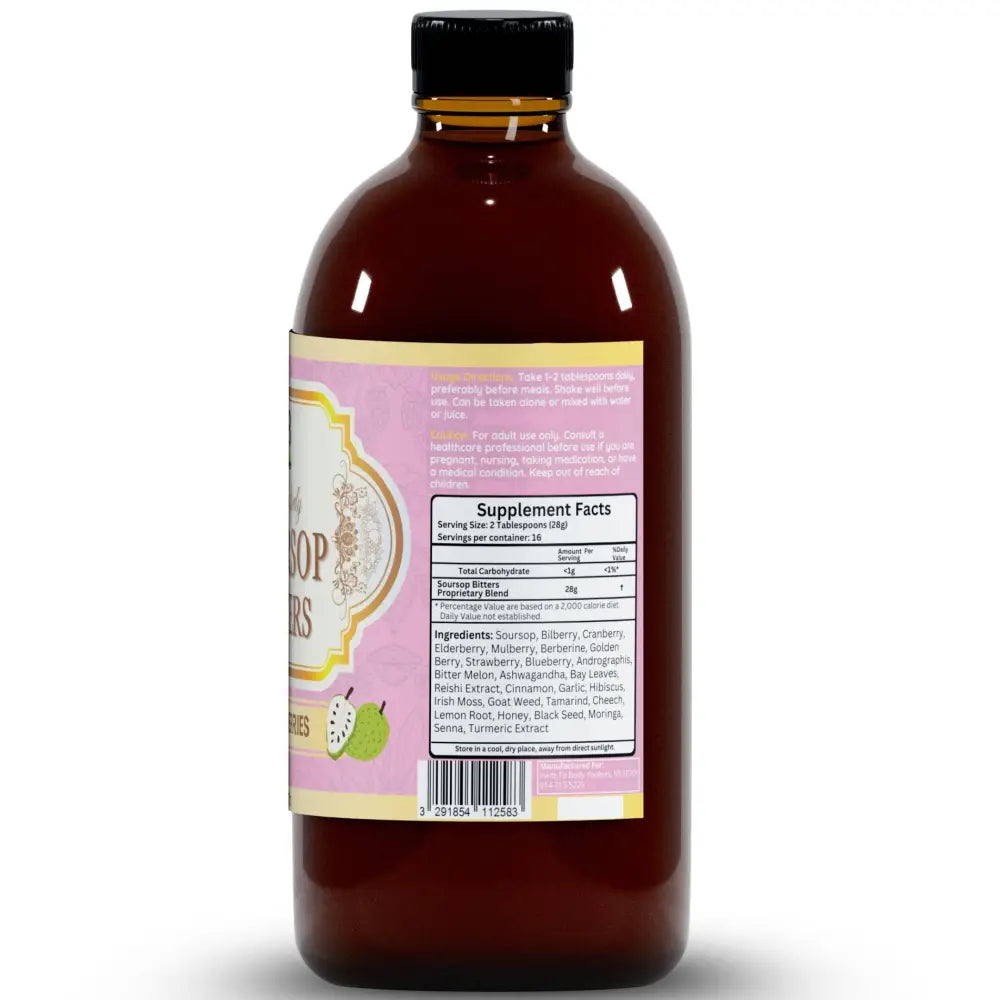 Soursop Bitters Mixed Berries - Apothecary contains elderberry blueberry and cranberry. This 16oz herbal formula uses