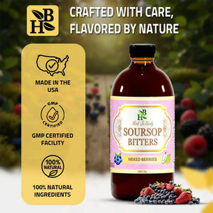 Soursop Bitters Mixed Berries - Apothecary contains elderberry blueberry and cranberry. This 16oz herbal formula uses