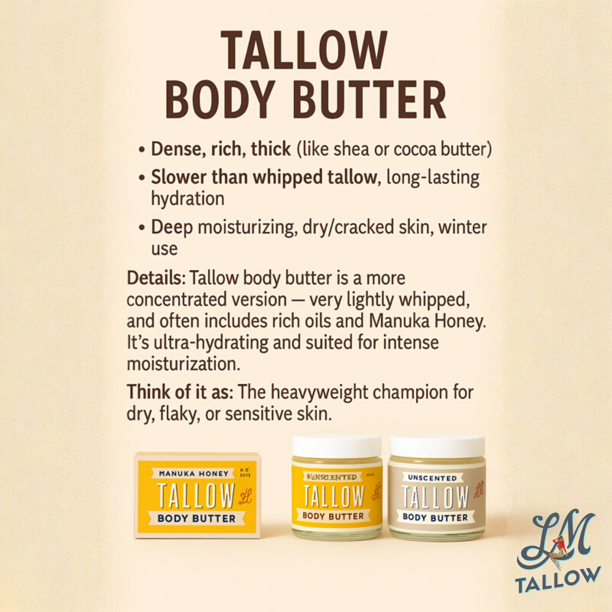 Tallow Body Butter – Unscented Grass-Fed Moisturizer - Apothecary