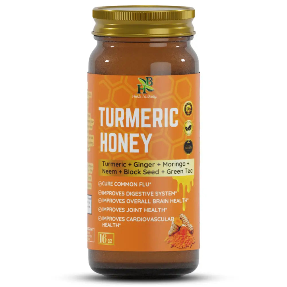 Turmeric Honey - Apothecary This Multifloral Infused Superfood Blend combines powder with ginger and black seed.