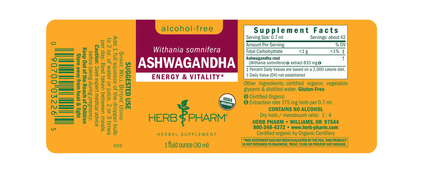 Ashwagandha Glycerite Extract - Alcohol Free